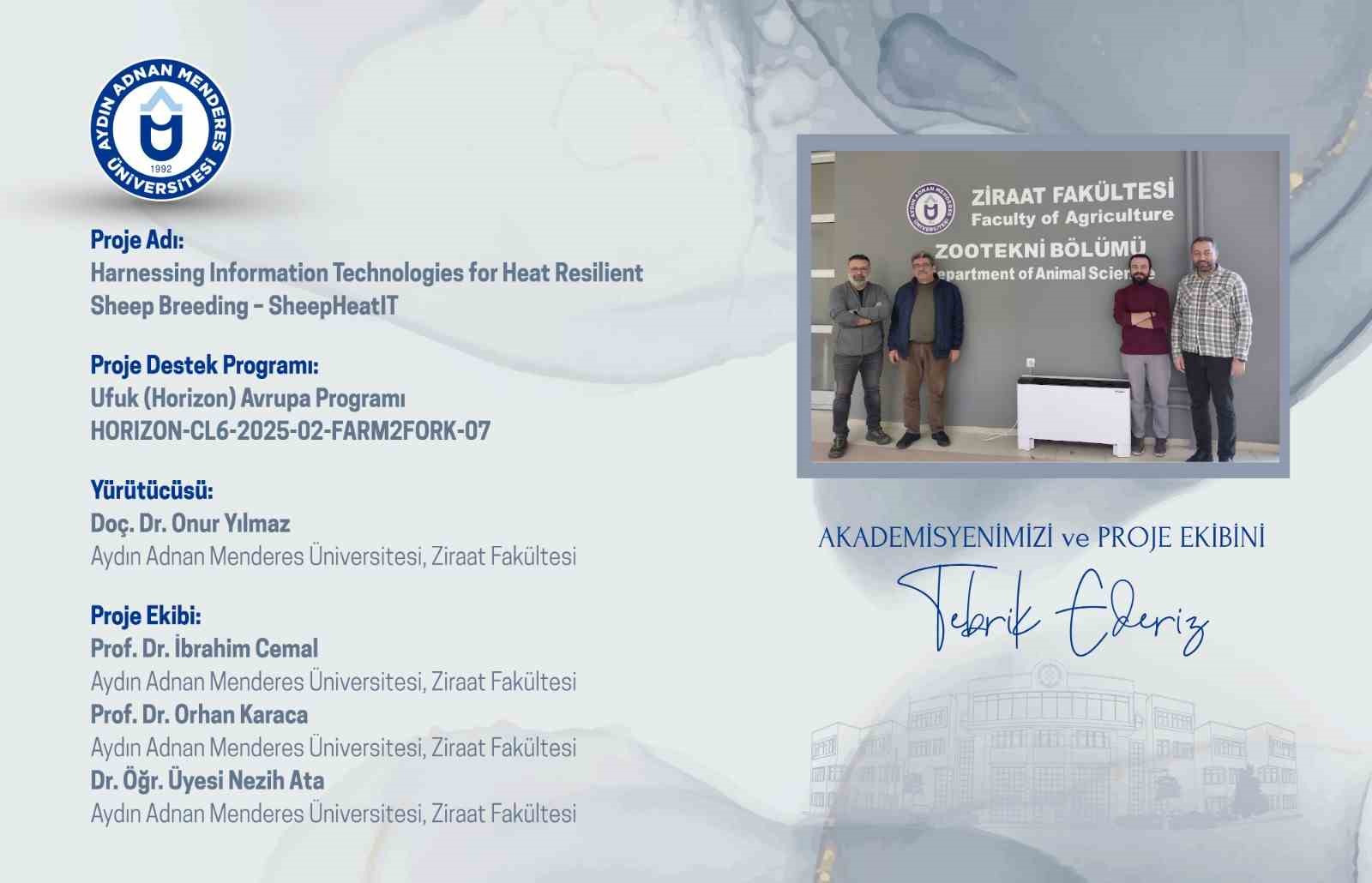 İklime dayanıklı koyunculuk projesiyle ADÜ, Türkiye’yi Avrupa’da temsil edecek