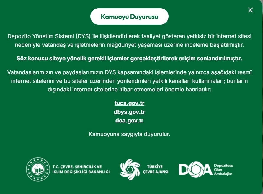 Depozito Yönetim Sistemi’nde yetkisiz internet sitesi kapatıldı