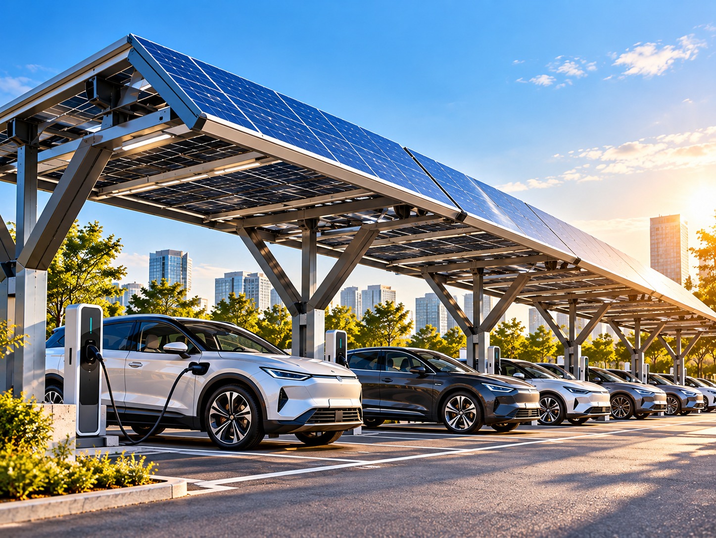Beton gerektirmeyen güneş enerjili otopark